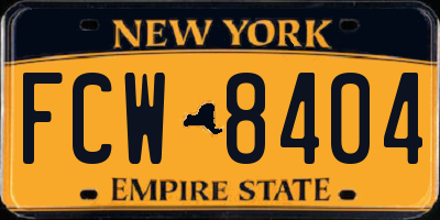 NY license plate FCW8404