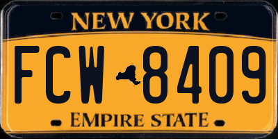 NY license plate FCW8409