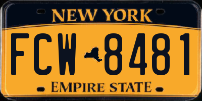 NY license plate FCW8481