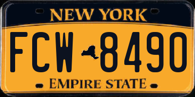 NY license plate FCW8490