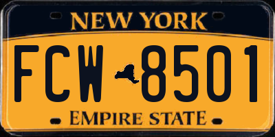 NY license plate FCW8501