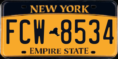 NY license plate FCW8534
