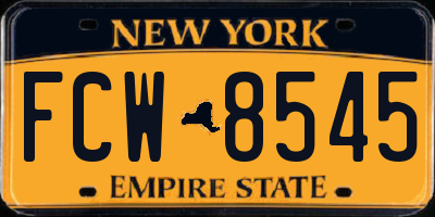 NY license plate FCW8545