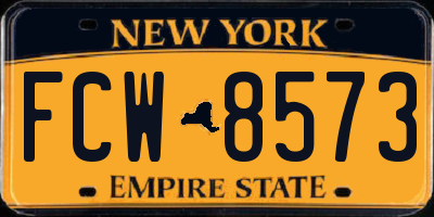 NY license plate FCW8573