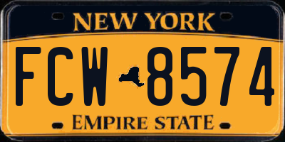 NY license plate FCW8574