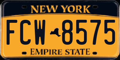 NY license plate FCW8575