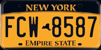 NY license plate FCW8587