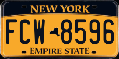 NY license plate FCW8596