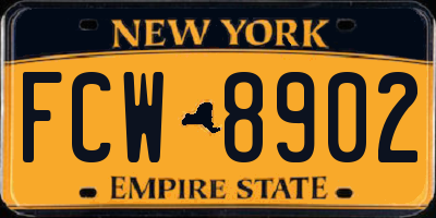 NY license plate FCW8902