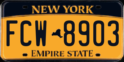 NY license plate FCW8903