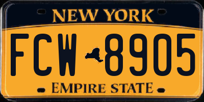 NY license plate FCW8905