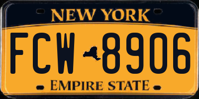 NY license plate FCW8906