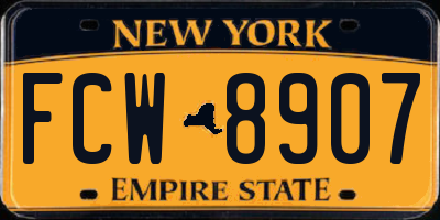 NY license plate FCW8907