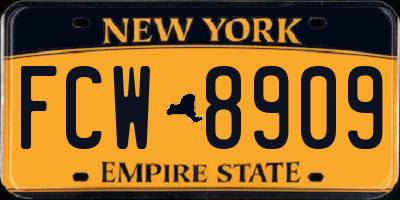 NY license plate FCW8909