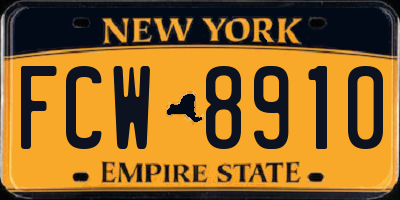 NY license plate FCW8910
