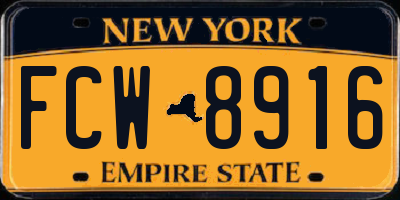 NY license plate FCW8916