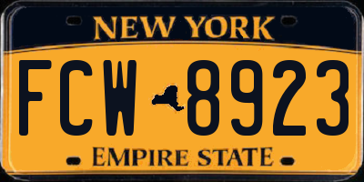 NY license plate FCW8923