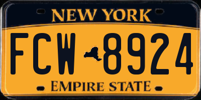 NY license plate FCW8924