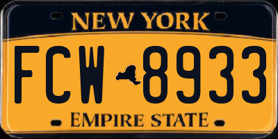 NY license plate FCW8933
