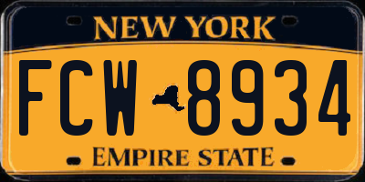 NY license plate FCW8934