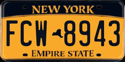 NY license plate FCW8943