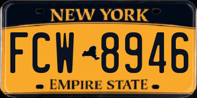 NY license plate FCW8946