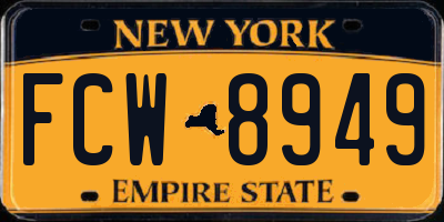 NY license plate FCW8949