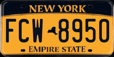 NY license plate FCW8950