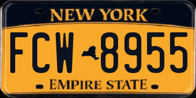 NY license plate FCW8955