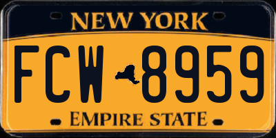 NY license plate FCW8959