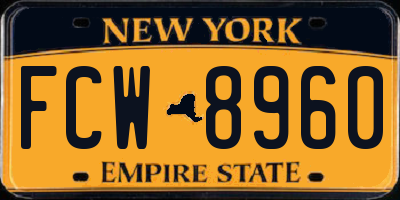 NY license plate FCW8960