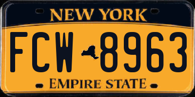 NY license plate FCW8963