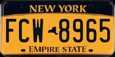 NY license plate FCW8965