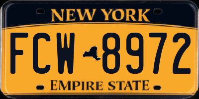 NY license plate FCW8972