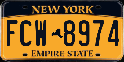 NY license plate FCW8974