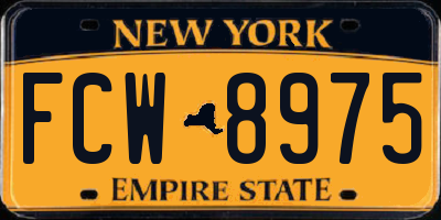 NY license plate FCW8975
