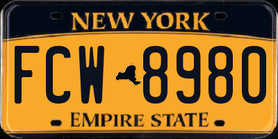 NY license plate FCW8980