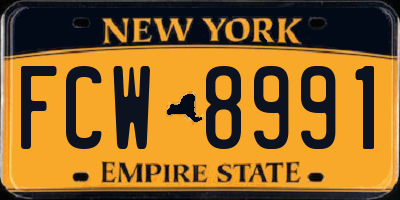 NY license plate FCW8991