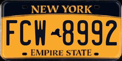 NY license plate FCW8992
