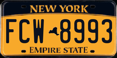 NY license plate FCW8993