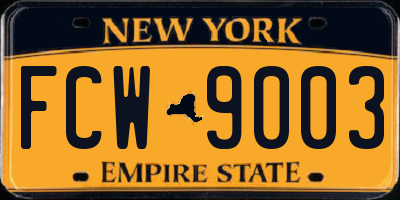 NY license plate FCW9003
