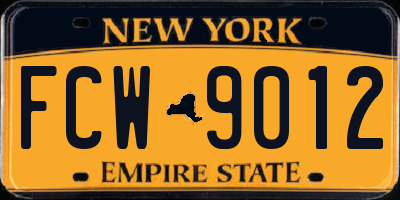 NY license plate FCW9012