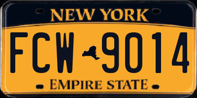 NY license plate FCW9014