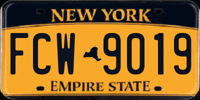 NY license plate FCW9019
