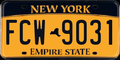 NY license plate FCW9031
