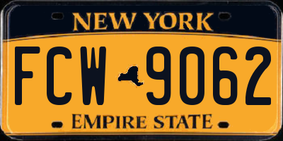 NY license plate FCW9062