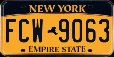 NY license plate FCW9063
