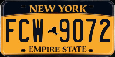 NY license plate FCW9072