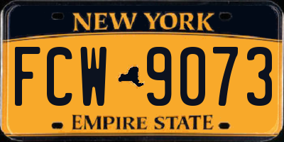 NY license plate FCW9073
