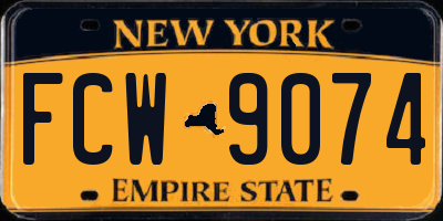 NY license plate FCW9074